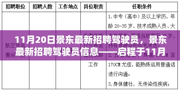 景东最新驾驶员招聘启事，11月20日职业机遇探索之旅开始