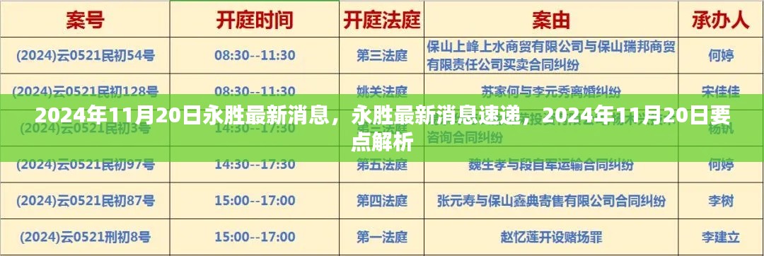 2024年11月20日永胜最新消息速递与要点解析