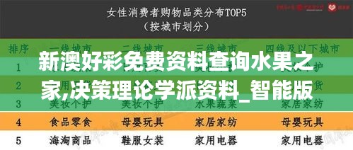 新澳好彩免费资料查询水果之家,决策理论学派资料_智能版PIQ7.58