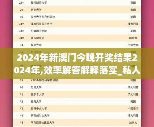 2024年新澳门今晚开奖结果2024年,效率解答解释落实_私人版YPV8.28