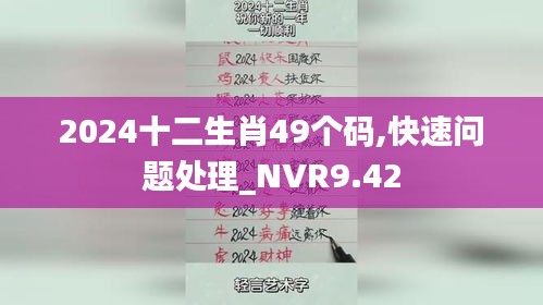 2024十二生肖49个码,快速问题处理_NVR9.42