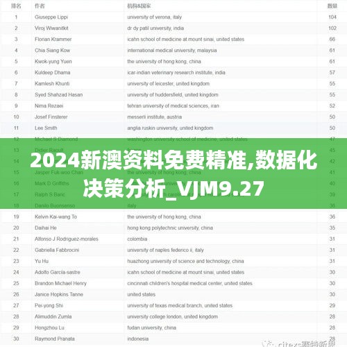 2024新澳资料免费精准,数据化决策分析_VJM9.27