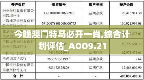 今晚澳门特马必开一肖,综合计划评估_AOO9.21