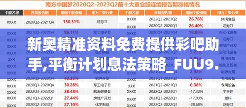 新奥精准资料免费提供彩吧助手,平衡计划息法策略_FUU9.80