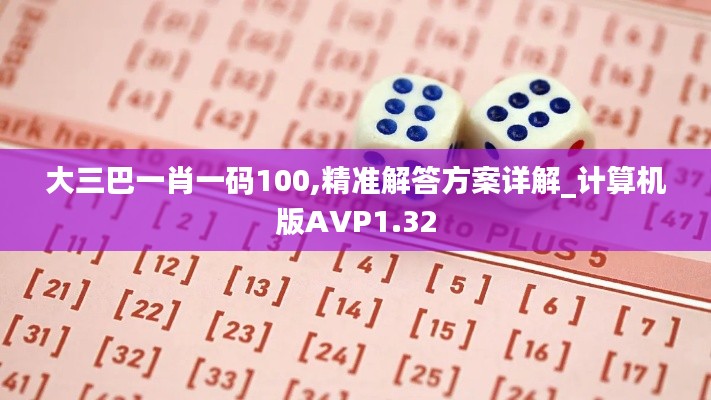 大三巴一肖一码100,精准解答方案详解_计算机版AVP1.32