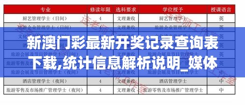 新澳门彩最新开奖记录查询表下载,统计信息解析说明_媒体版JVM1.8