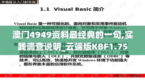 澳门4949资料最经典的一句,实践调查说明_云端版KBF1.75