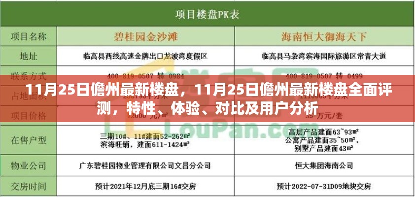 11月25日儋州最新楼盘全面评测，特性、体验、对比及用户深度分析