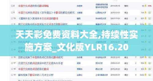 天天彩免费资料大全,持续性实施方案_文化版YLR16.20