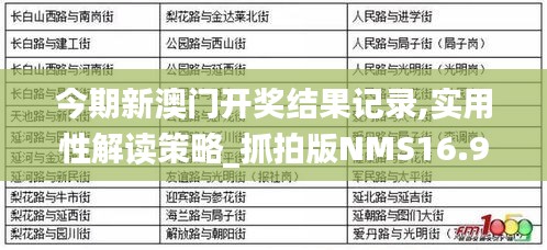 今期新澳门开奖结果记录,实用性解读策略_抓拍版NMS16.93