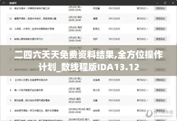 二四六天天免费资料结果,全方位操作计划_数线程版IDA13.12