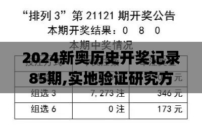 2024新奥历史开奖记录85期,实地验证研究方案_黑科技版VYQ10.90