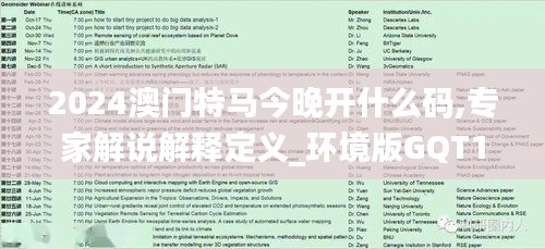 2024澳门特马今晚开什么码,专家解说解释定义_环境版GQT19.33