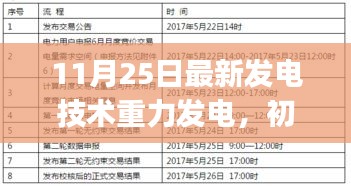 11月25日最新发电技术揭秘，重力发电步骤指南，适合初学者与进阶用户