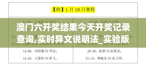 澳门六开奖结果今天开奖记录查询,实时异文说明法_实验版WSP19.13