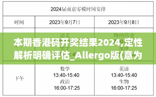 本期香港码开奖结果2024,定性解析明确评估_Allergo版(意为轻快)UOT5.82