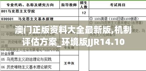 澳门正版资料大全最新版,机制评估方案_环境版JJR14.10