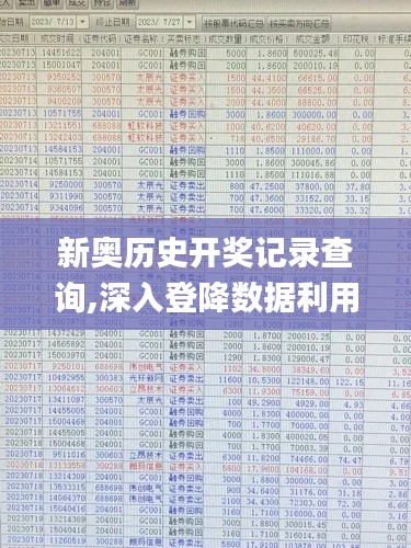 新奥历史开奖记录查询,深入登降数据利用_演讲版WHX14.74