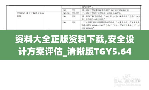 资料大全正版资料下载,安全设计方案评估_清晰版TGY5.64