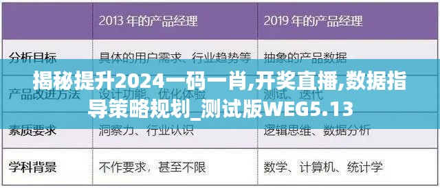 揭秘提升2024一码一肖,开奖直播,数据指导策略规划_测试版WEG5.13