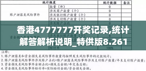 香港4777777开奖记录,统计解答解析说明_特供版8.261