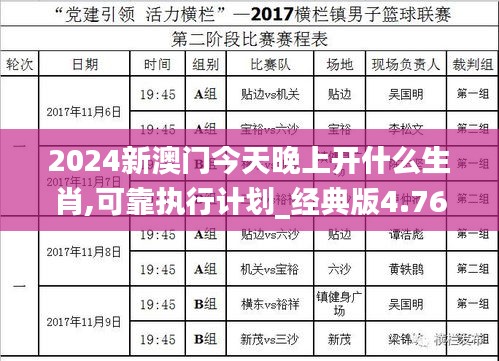 2024新澳门今天晚上开什么生肖,可靠执行计划_经典版4.760