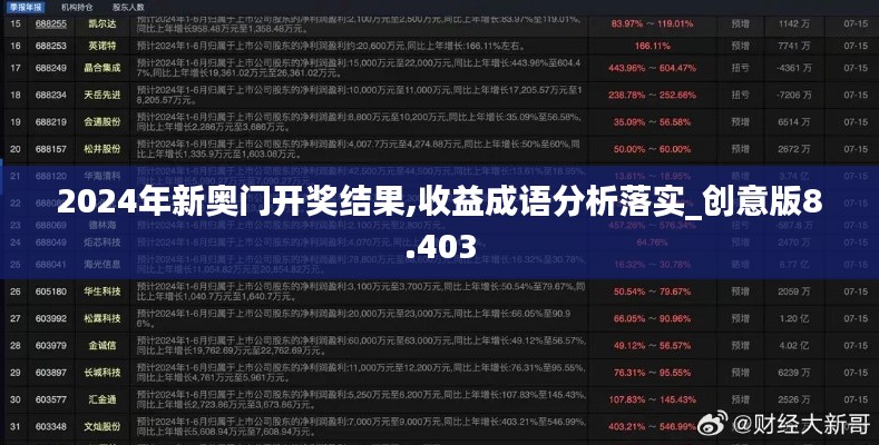 2024年新奥门开奖结果,收益成语分析落实_创意版8.403