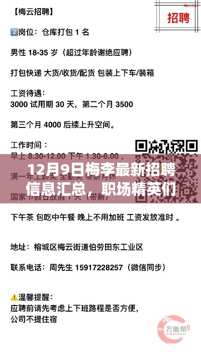 梅李最新招聘信息汇总，职场精英的福音（12月9日）