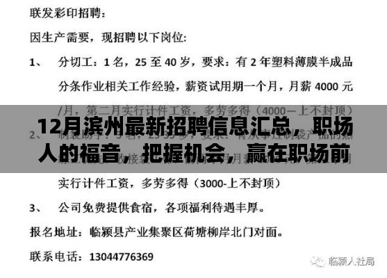 12月滨州招聘信息大汇总，职场人的机遇与前沿挑战