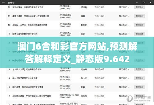 澳门6合和彩官方网站,预测解答解释定义_静态版9.642