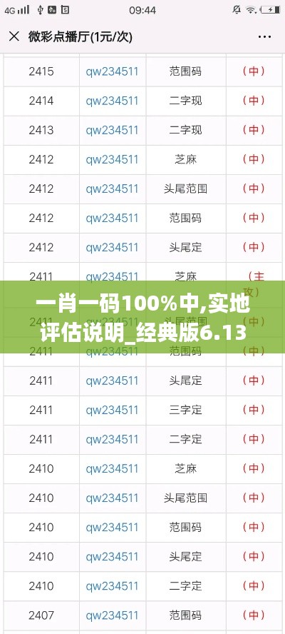 一肖一码100%中,实地评估说明_经典版6.137