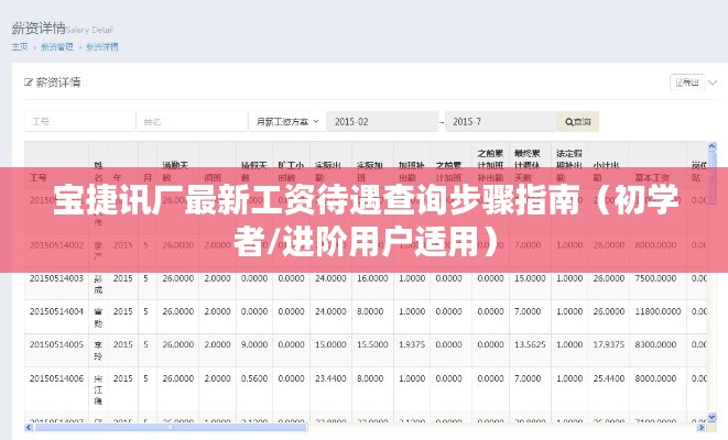 宝捷讯厂工资待遇查询步骤详解，适合初学者与进阶用户指南