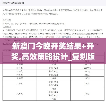 新澳门今晚开奖结果+开奖,高效策略设计_复刻版9.656