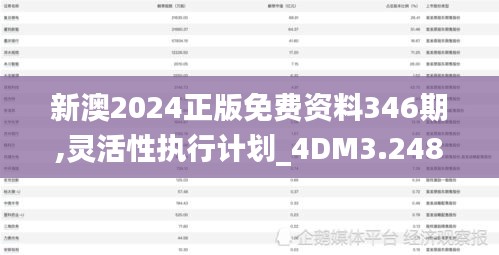 新澳2024正版免费资料346期,灵活性执行计划_4DM3.248