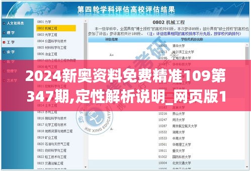 2024新奥资料免费精准109第347期,定性解析说明_网页版1.965