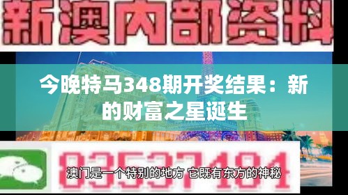 今晚特马348期开奖结果：新的财富之星诞生