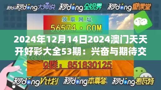 2024年12月14日2024澳门天天开好彩大全53期：兴奋与期待交织的澳门好彩时刻