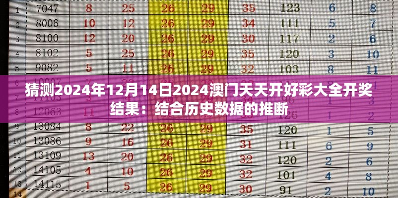 猜测2024年12月14日2024澳门天天开好彩大全开奖结果：结合历史数据的推断