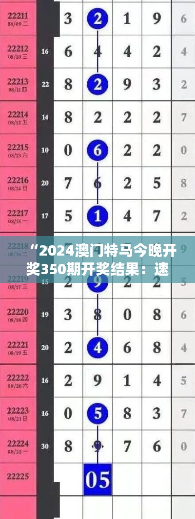 “2024澳门特马今晚开奖350期开奖结果：速度与激情的盛宴，揭秘今晚赢家！”