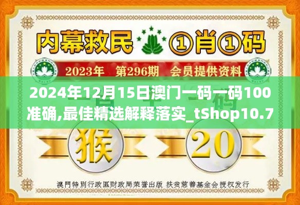 2024年12月15日澳门一码一码100准确,最佳精选解释落实_tShop10.741