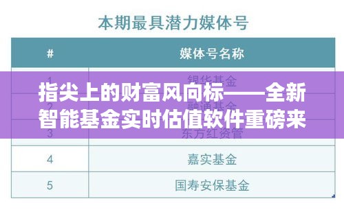 指尖财富风向标，全新智能基金实时估值软件引领投资新时代