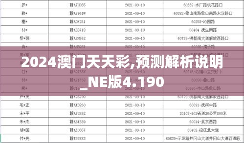 2024澳门天天彩,预测解析说明_NE版4.190