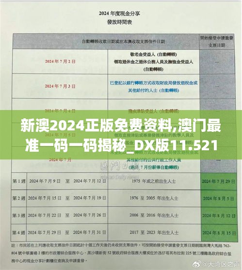 新澳2024正版免费资料,澳门最准一码一码揭秘_DX版11.521