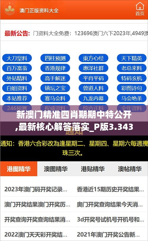 新澳门精准四肖期期中特公开,最新核心解答落实_P版3.343