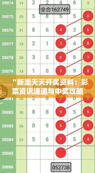 “新澳天天开奖资料：彩票资讯速递与中奖攻略”