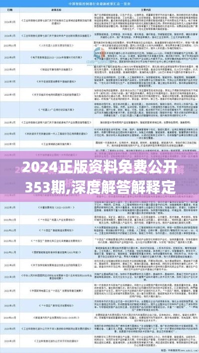 2024正版资料免费公开353期,深度解答解释定义_领航版10.343