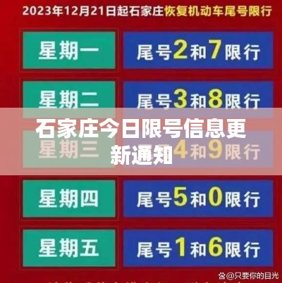 石家庄今日限号信息更新通知