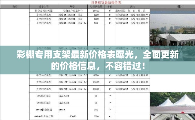彩棚专用支架最新价格表曝光，全面更新的价格信息，不容错过！